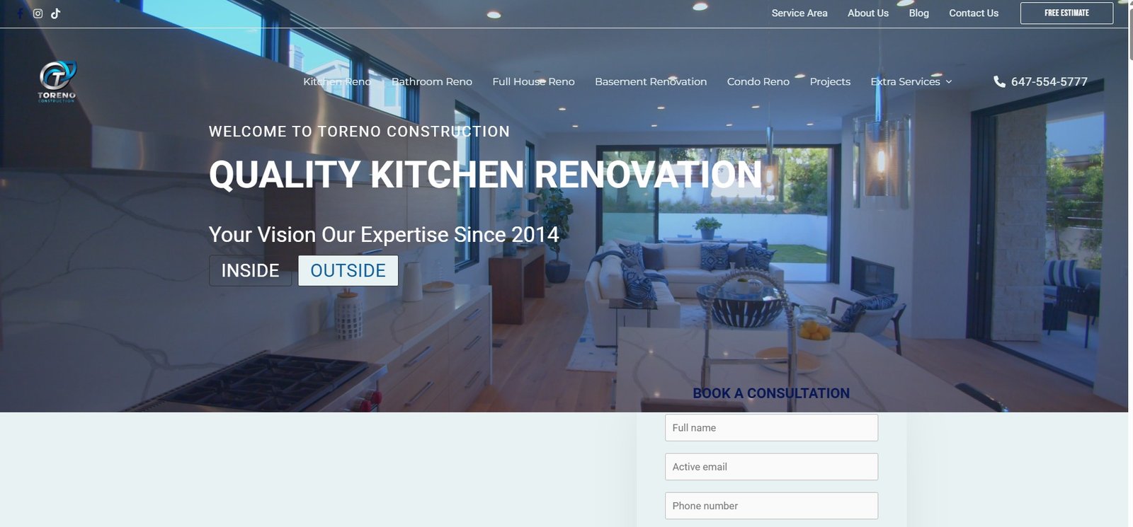 Website Design For TorenoConstruction