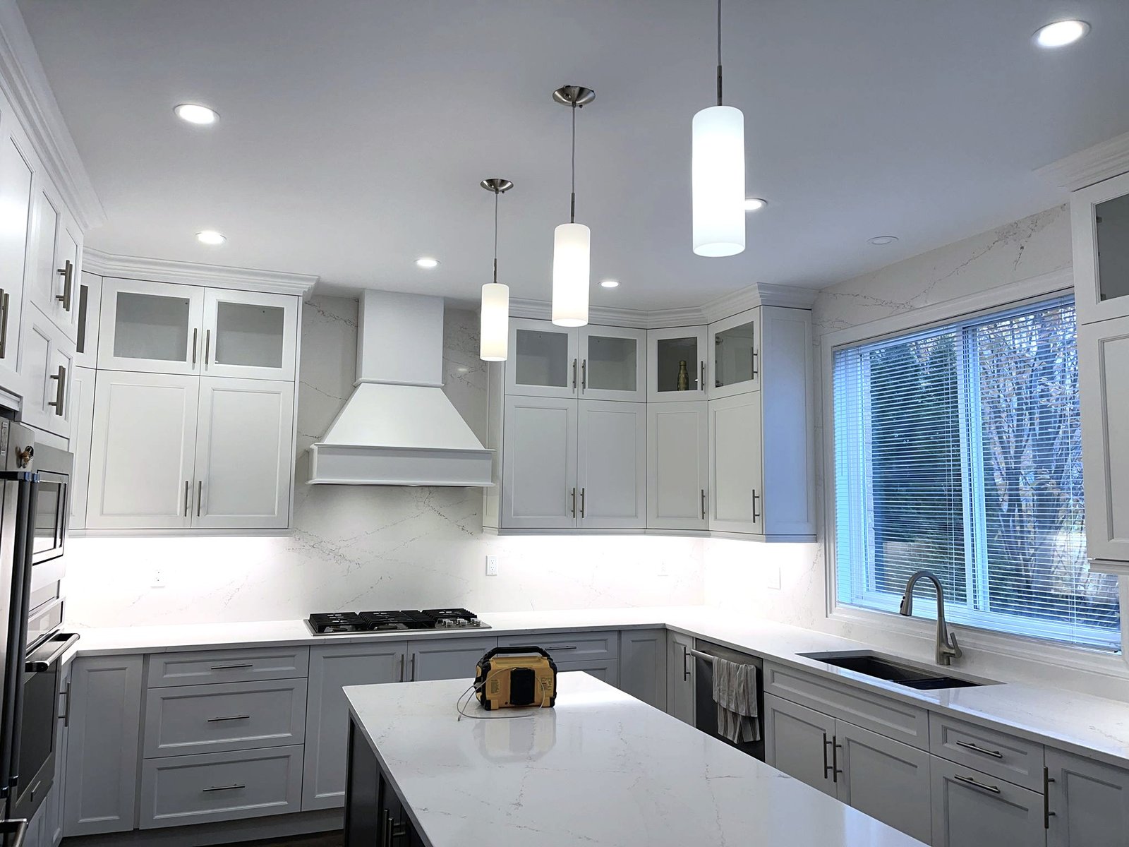 Grey Kitchen Installation Kitchen Island
